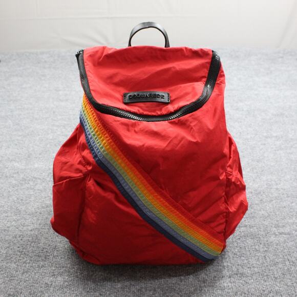 Dsquared2 Backpack Red Rainbow Stripe Nylon Zipper Pockets Italy Bag Large - Picture 1 of 16